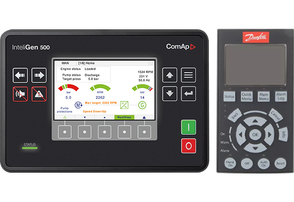 Electric panel with inverter and ComAp control unit