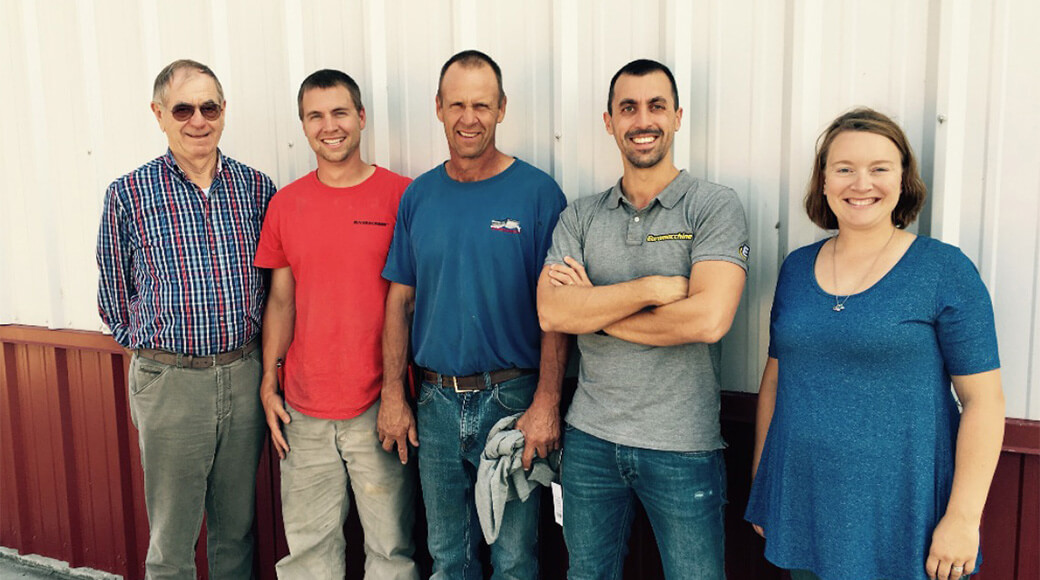 Euromacchine 2017. uromacchine and partners posing outside a metal building.